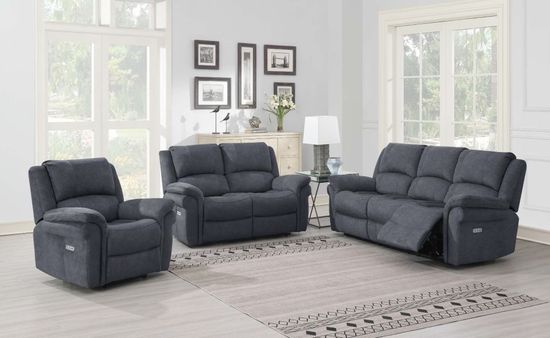 Wentworth Grey Fabric 3 Seater Recliner Sofa
