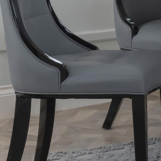 Paris Grey Leather Dining Chair with Black Legs