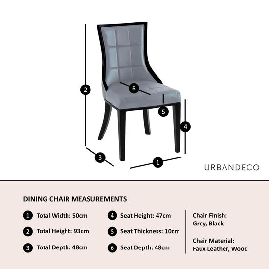 Paris Grey Leather Dining Chair with Black Legs