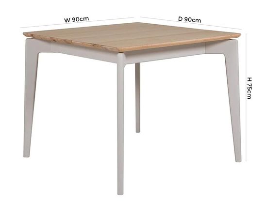 Vida Living Marlow Cashmere Oak Dining Table, 90cm Seats 2 Diners Square Top