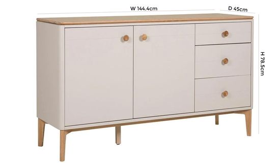 Vida Living Marlow Cashmere Oak Medium Sideboard, 81cm with 2 Door 3 Drawer