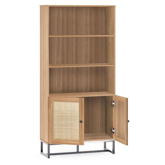 Padstow Oak and Rattan Bookcase