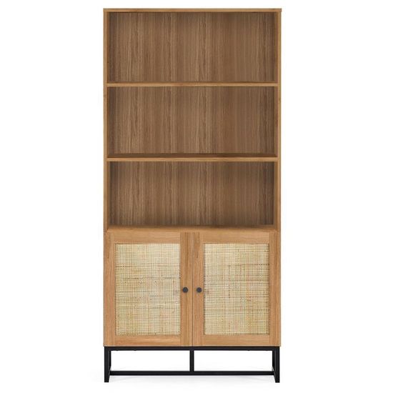 Padstow Oak and Rattan Bookcase