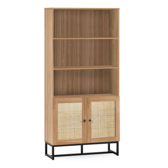 Padstow Oak and Rattan Bookcase