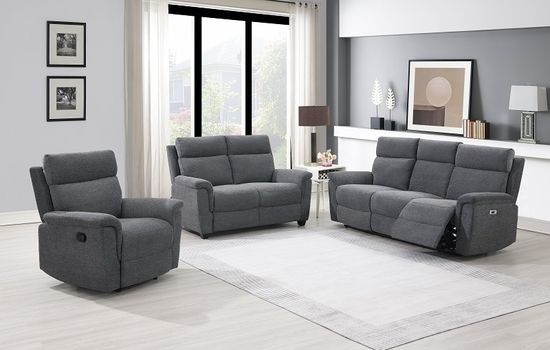 Detroit Grey Fabric Manual Recliner Armchair