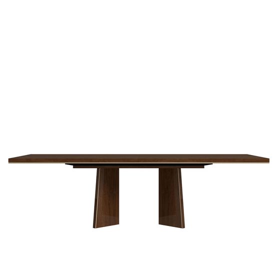 Modern Eva Walnut Italian 6-8 Seater Extending Dining Table with Gold Trim