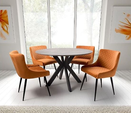 Galaxy Brown Ceramic 4 Seater Round Dining Table