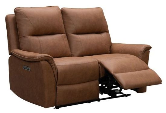 Kansas Tan Brown Faux Leather 2 Seater Power Recliner Sofa
