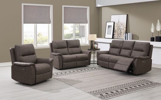 Kansas Truffle Faux Leather 2 Seater Power Recliner Sofa