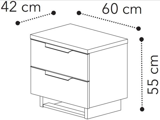 Modum Smart Walnut Italian 2 Drawer Mini Bedside Cabinet