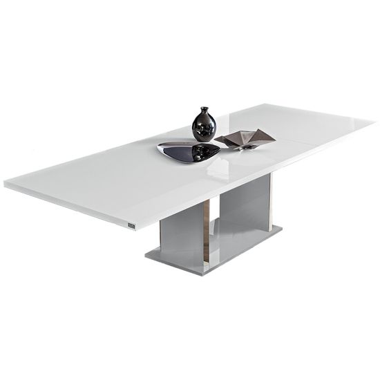 Lisa White Italian 6-10 Seater Extending Pedestal Dining Table