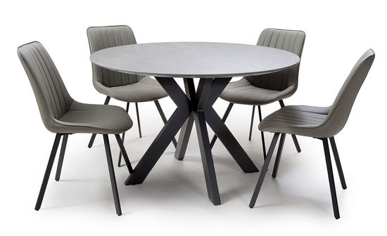 Lunar Grey Ceramic 4 Seater Round Dining Table