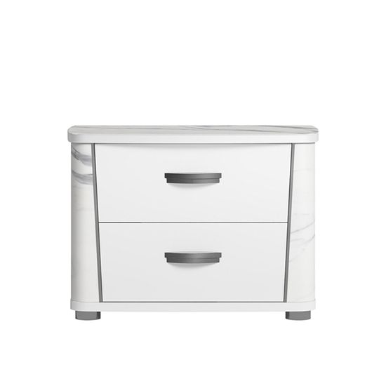 Anna White Italian 2 Drawer Bedside Cabinet