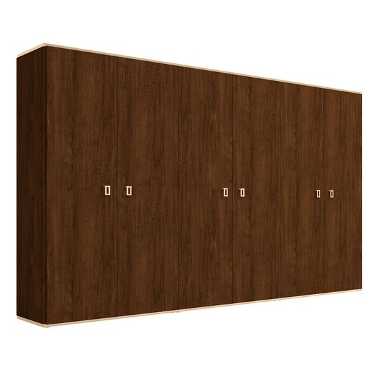 Modern Eva Walnut Italian 6 Door Wardrobe with Gold Trim