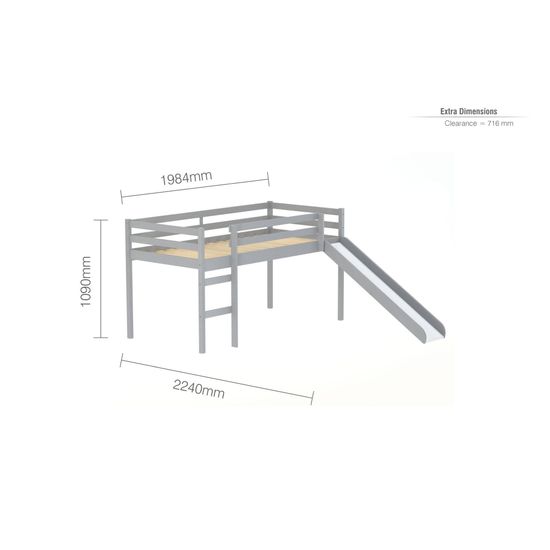 Frankie Kids Grey Wood Midi Sleeper Bed