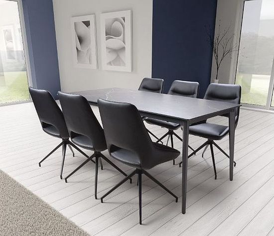 Amalfi Black Marble Effect 6 Seater Dining Table