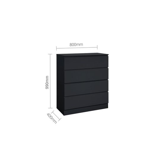Oslo Black 4 Drawer Chest