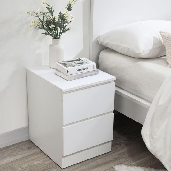 Oslo White 2 Drawer Bedside Cabinet