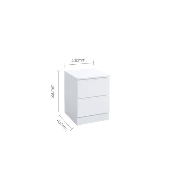 Oslo White 2 Drawer Bedside Cabinet