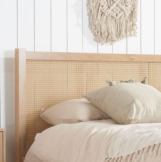 Croxley Oak and Rattan Bed - Sizes Available