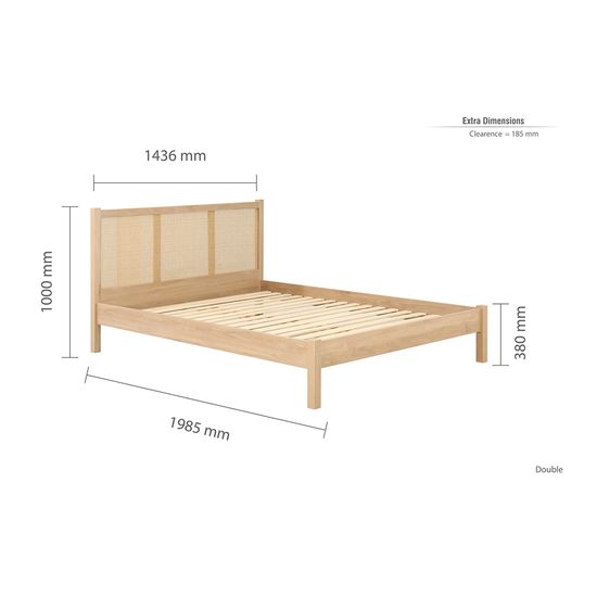 Croxley Oak and Rattan Bed - Sizes Available