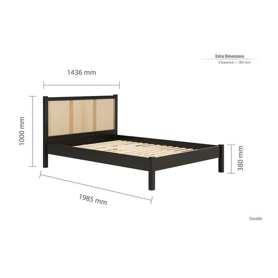 Croxley Black and Rattan Bed - Sizes Available