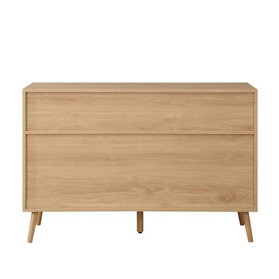 Croxley Oak and Rattan Wide 7 Drawer Chest