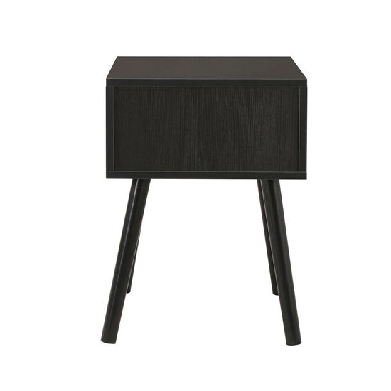 Croxley Black and Rattan 1 Drawer Bedside Table