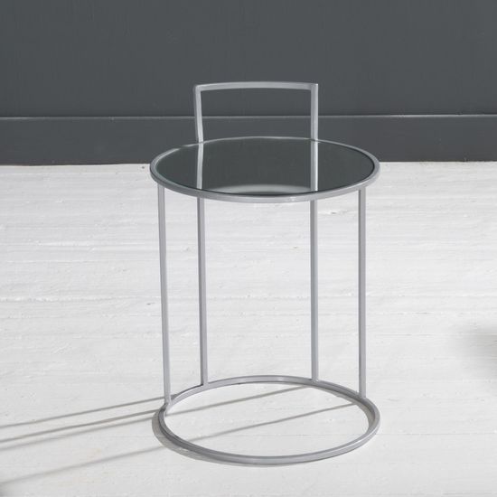 Clearance - Torrance Glass and Silver Round Side Table - Brand New Item