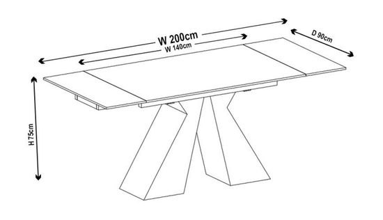 Cassino 6-8 Seater Grey Ceramic Extending Dining Table - 140cm-200cm