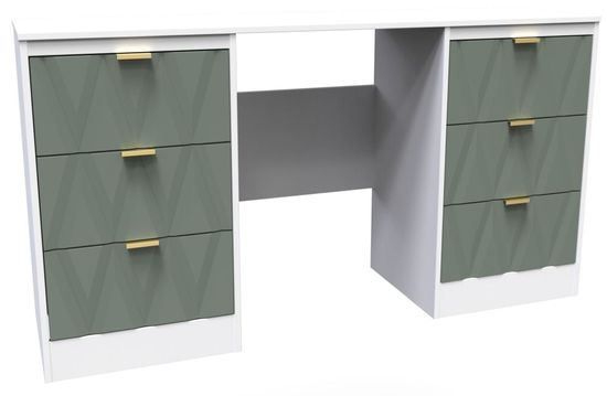Las Vegas White and Green 6 Drawer Double Dressing Table