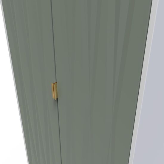 Las Vegas White and Green 2 Door Plain Tall Wardrobe