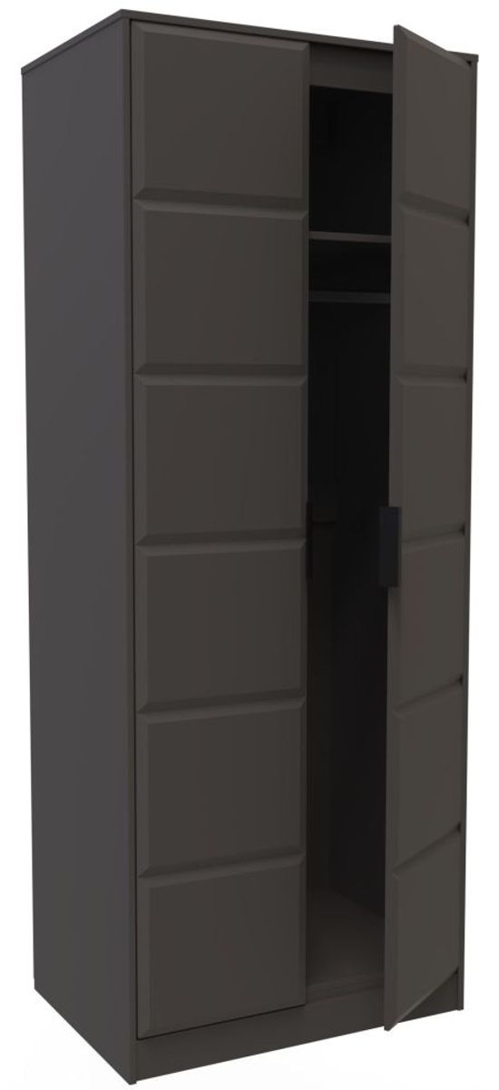 New York Graphite 2 Door Plain Tall Wardrobe
