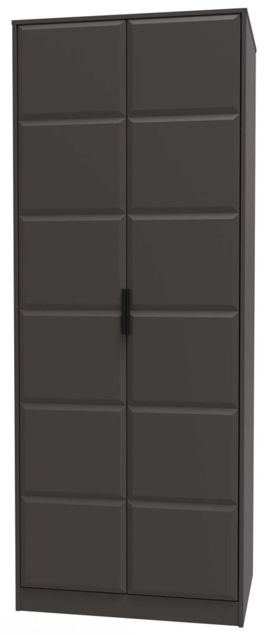 New York Graphite 2 Door Plain Tall Wardrobe