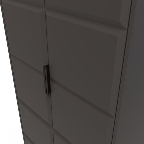 New York Graphite 2 Door Plain Tall Wardrobe