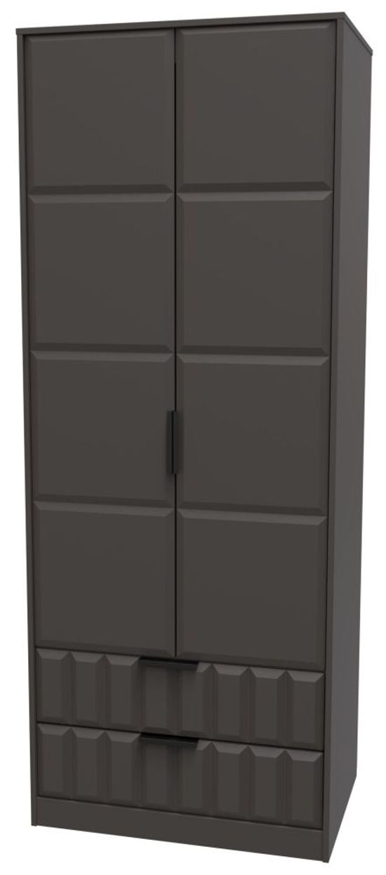 New York Graphite 2 Door 2 Drawer Tall Wardrobe