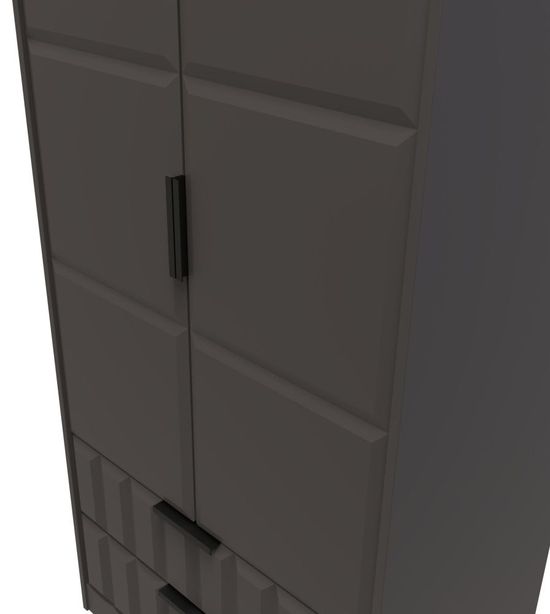 New York Graphite 2 Door 2 Drawer Tall Wardrobe