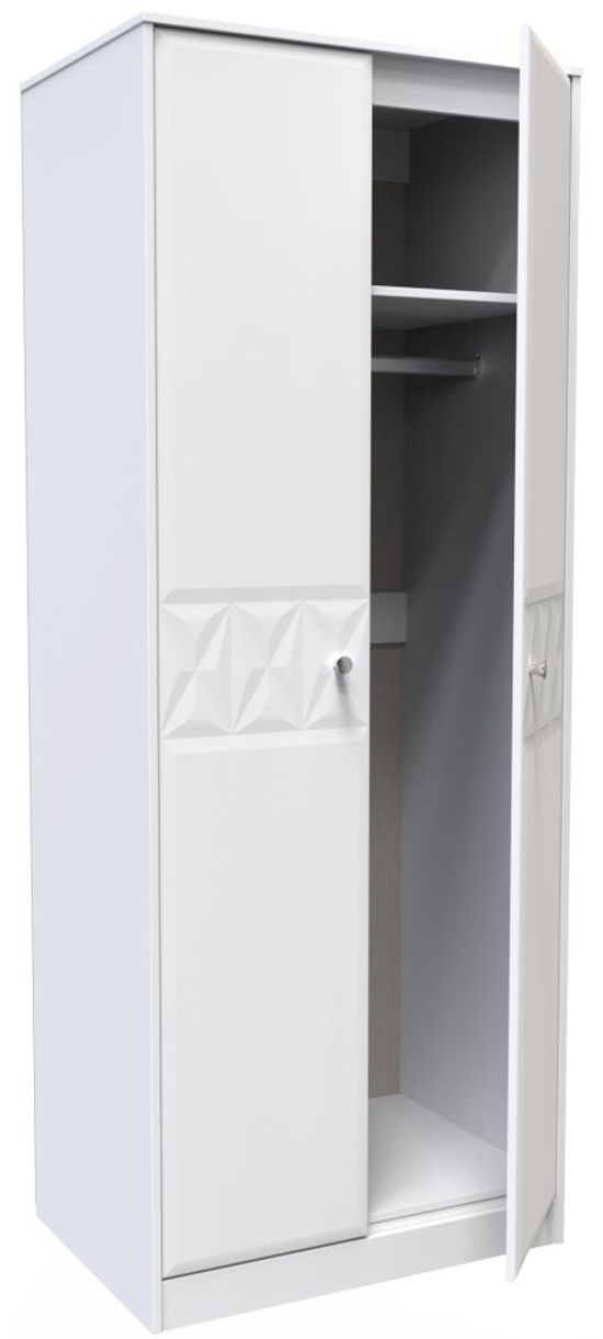 Pixel White 2 Door Plain Tall Wardrobe