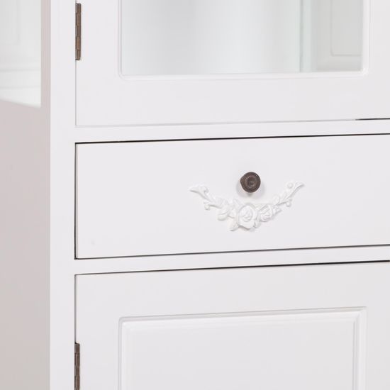 French Style White Narrow Display Cabinet