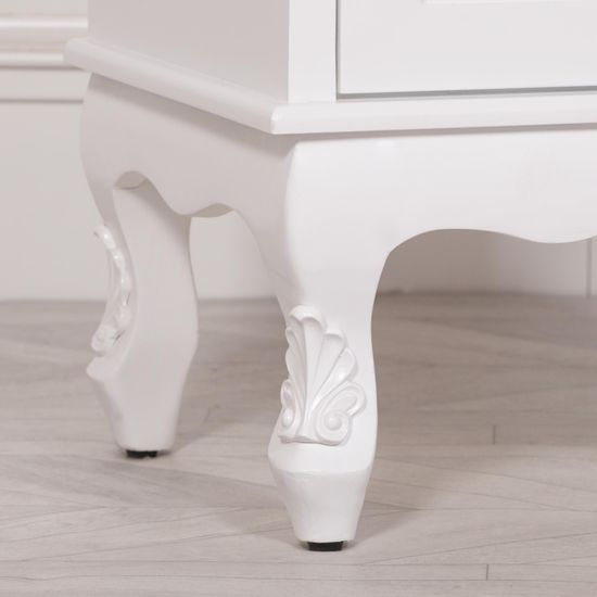 French Style White Narrow Display Cabinet