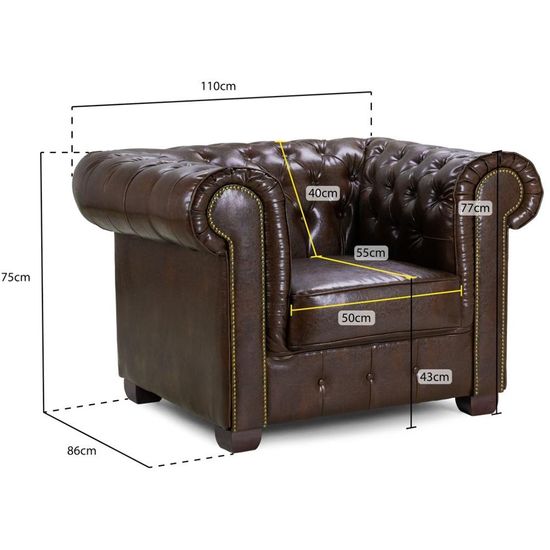 Chesterfield Antique Brown Armchair
