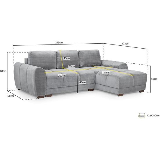 Azzuro Cream Universal Corner Sofabed with Storage