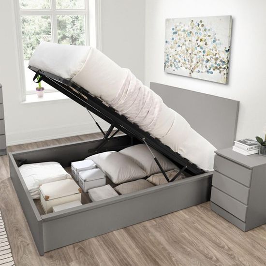 Oslo Grey Ottoman Storage Bed - Sizes Available