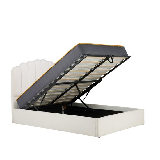 Monaco White Fabric Ottoman Storage Bed - Sizes Available