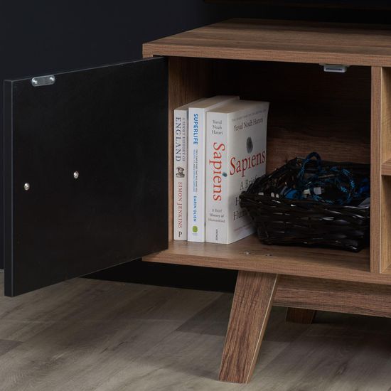 Shard Walnut and Black 2 Door TV Unit