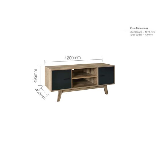 Shard Walnut and Black 2 Door TV Unit