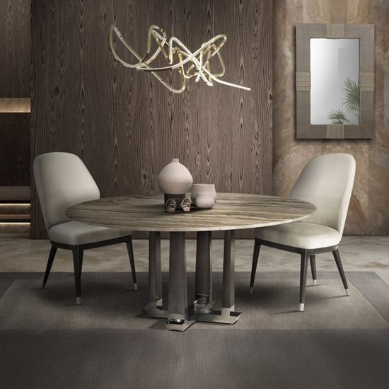 Daytona Marble Round Pedestal Dining Table - Variation Available