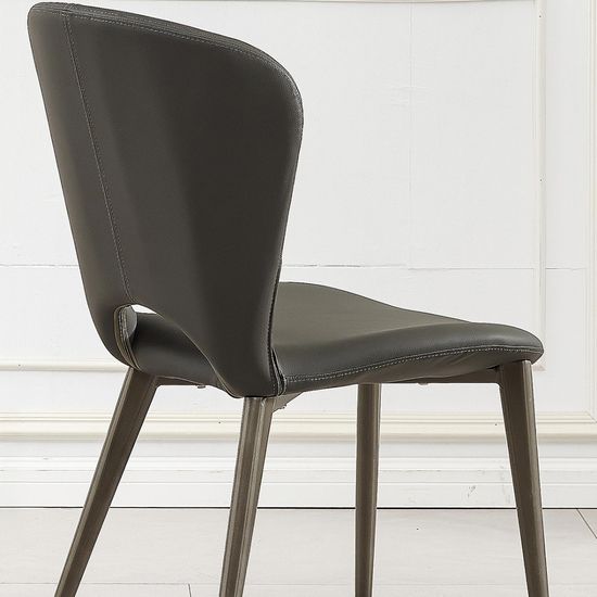 Clearance - Clooney Dark Grey Leather Dining Chair