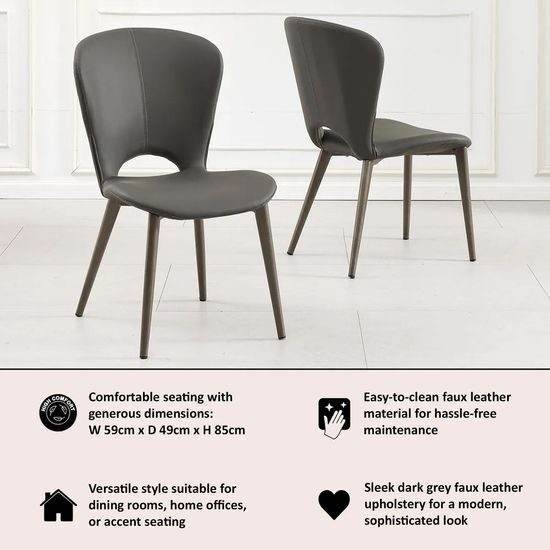Clearance - Clooney Dark Grey Leather Dining Chair