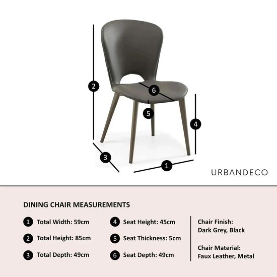 Clearance - Clooney Dark Grey Leather Dining Chair